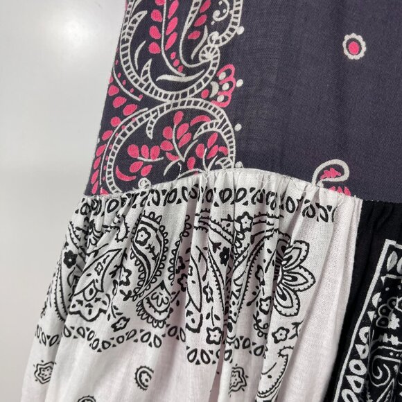 Patchwork Bandana Print Maxi Dress Cottagecore Boho Festival Pockets Colorful - Picture 7 of 8